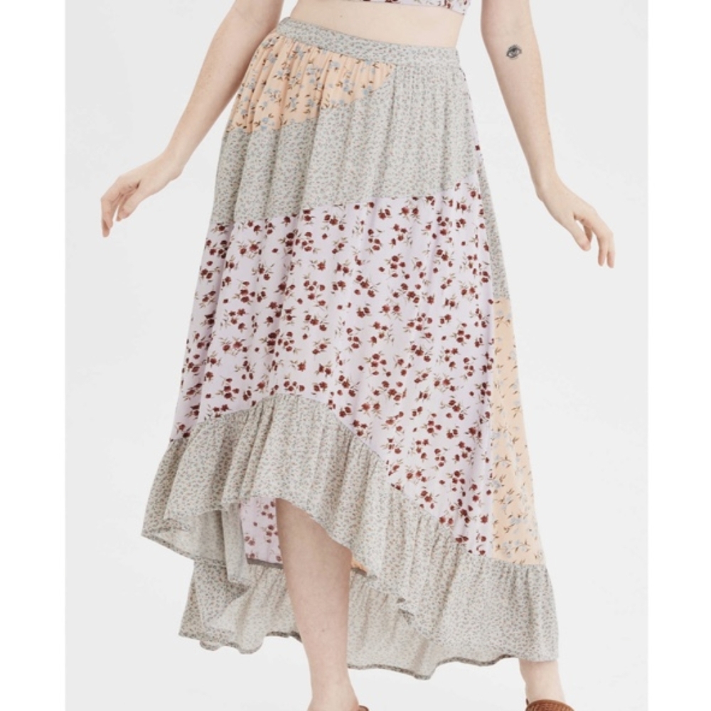 Patchwork high low skirt